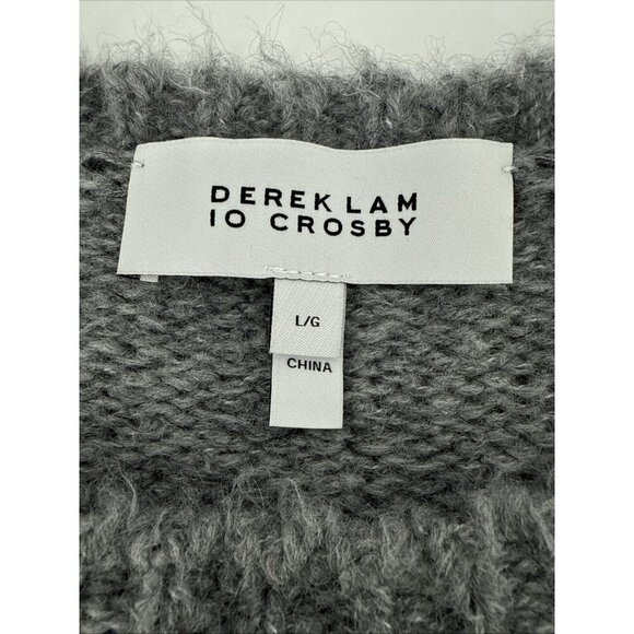 DEREK LAM 10 CROSBY Size Large Gray Puff Sleeve Alpaca Wool Blend  Sweater - Picture 5 of 8